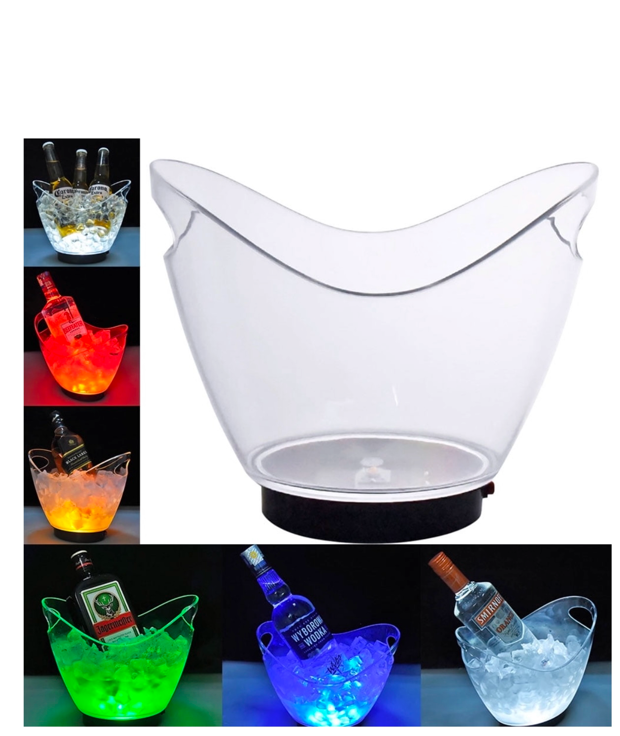clear acrylic ice buckets with led colors