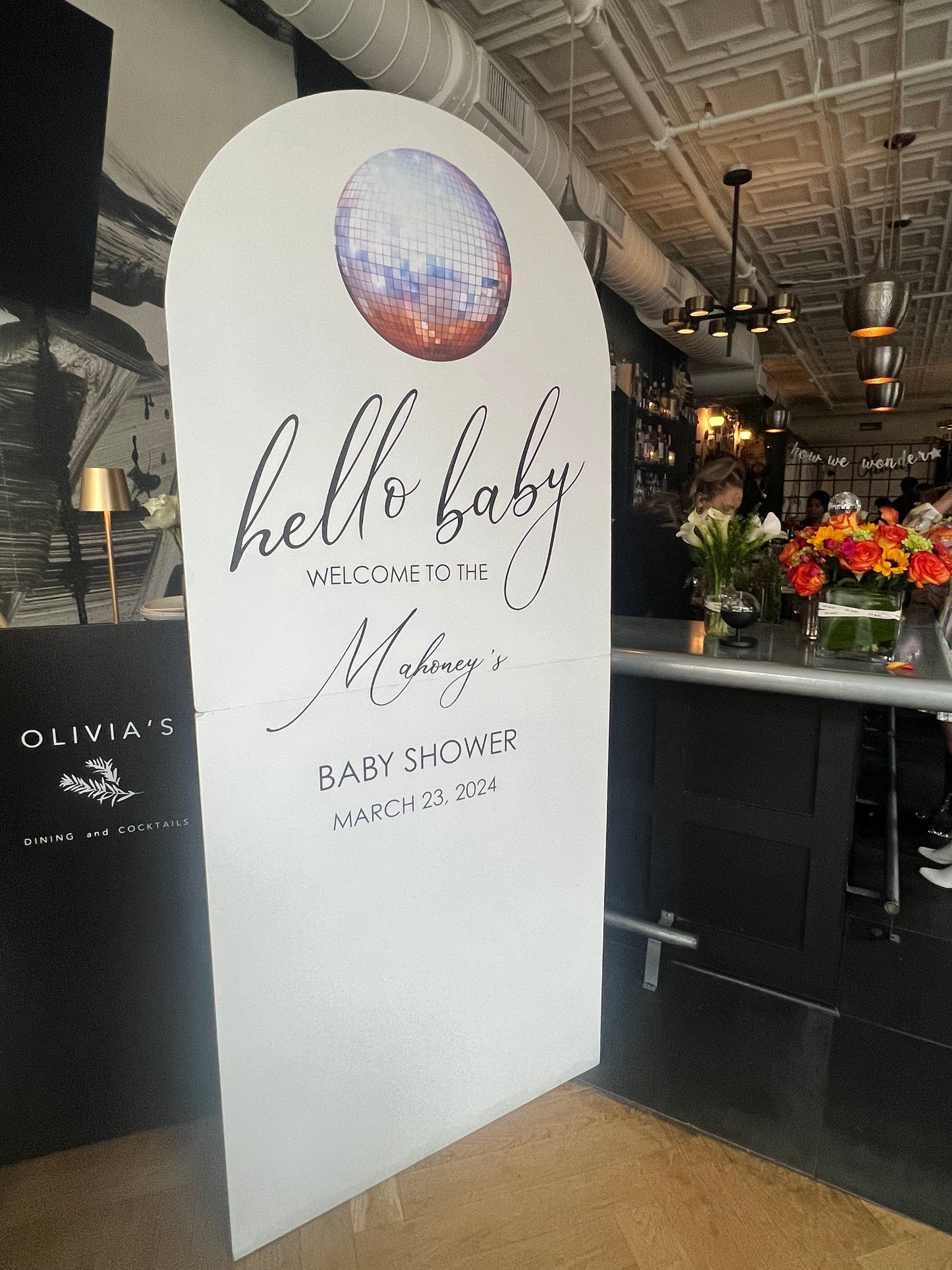 oh baby: disco baby shower with custom decal add-on